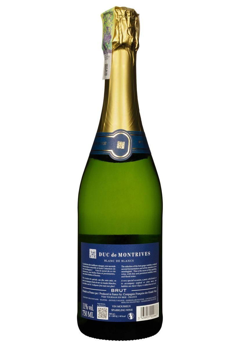 Вино ігристе Duc de Montrives Blanc de Blancs Brut Біле Сухе 0.75 л