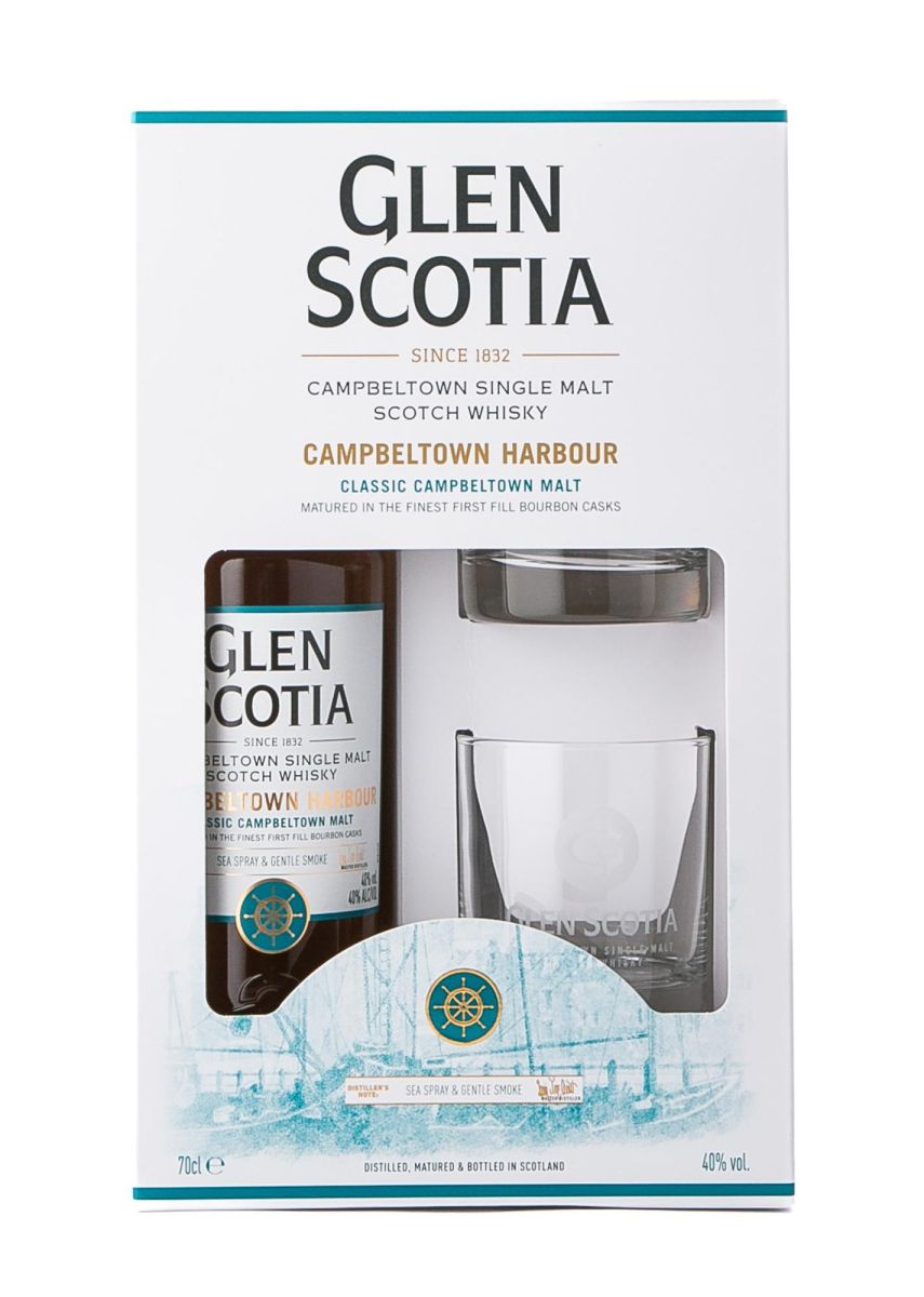 Віскі Glen Scotia Campbeltown Harbour + 2 склянки в подарунковій коробці 40% 0.7 л