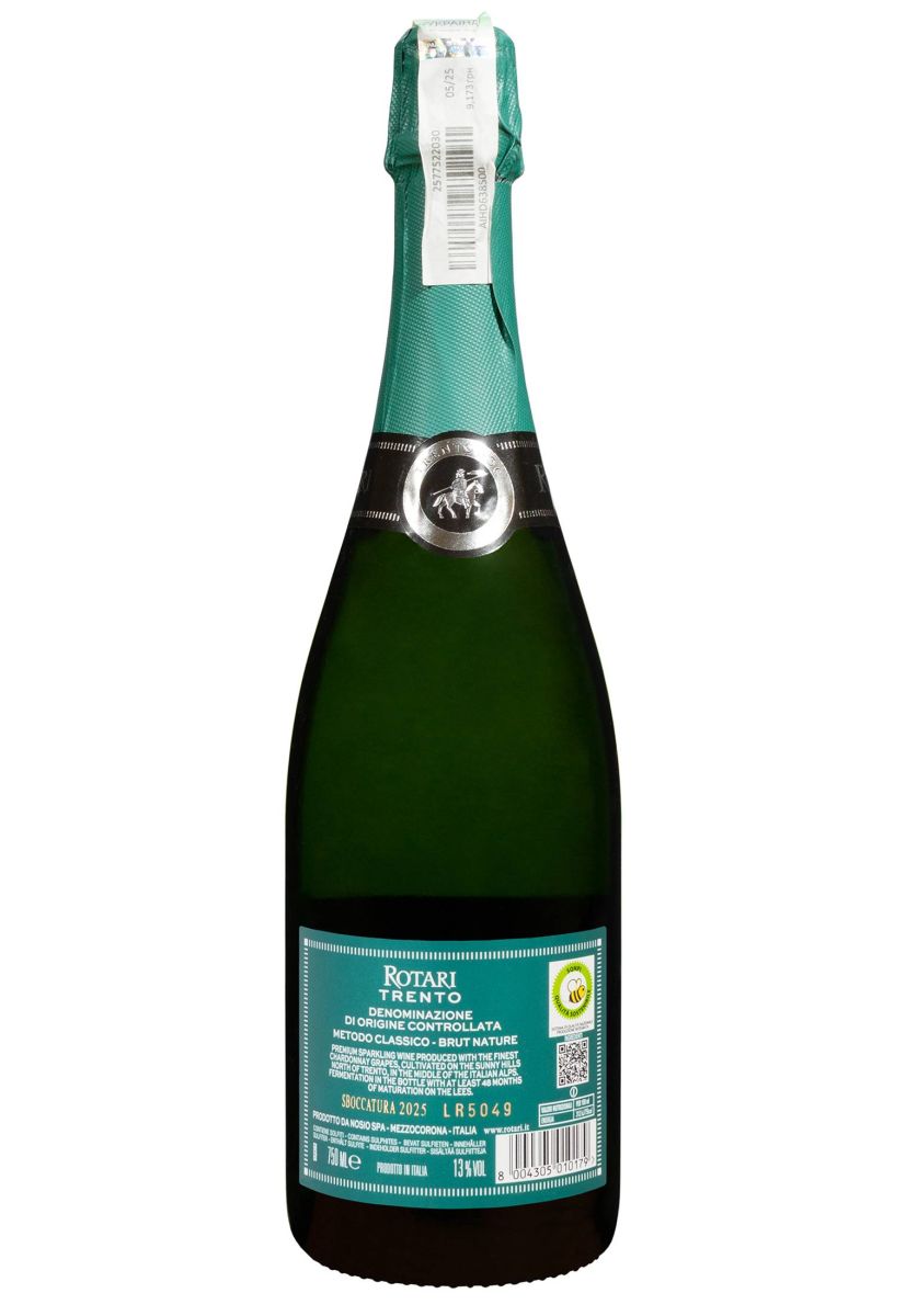 Вино игристое Rotari Brut Nature Metodo Classico 2020 Белое Сухое 0.75 л